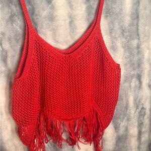 SHEIN Scarlet Crochet Fringe Crop Top